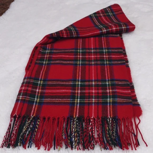 Mud Pie Red Plaid Fringe Scarf - Picture 12 of 12